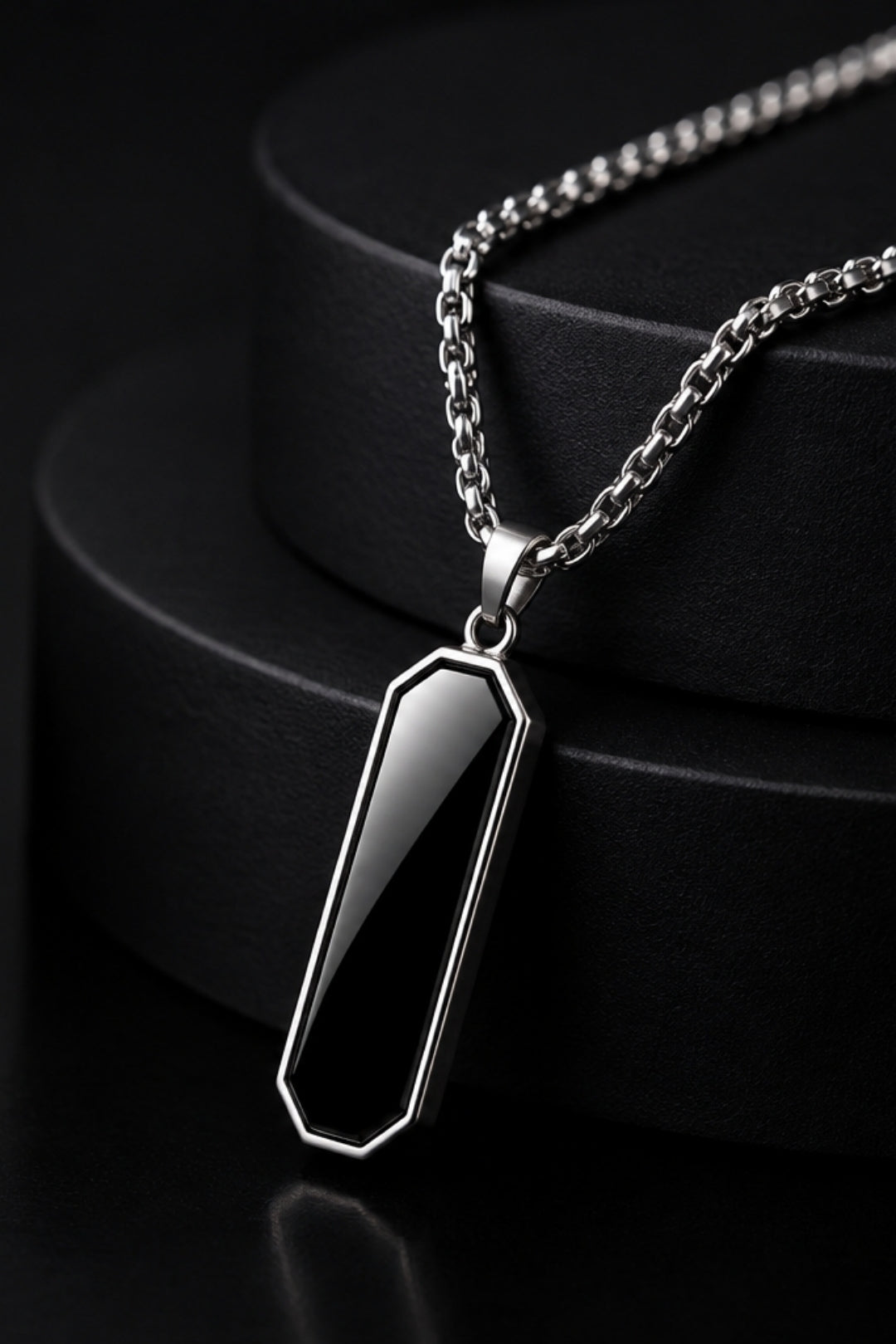 Rectangular Black Stone Pendant