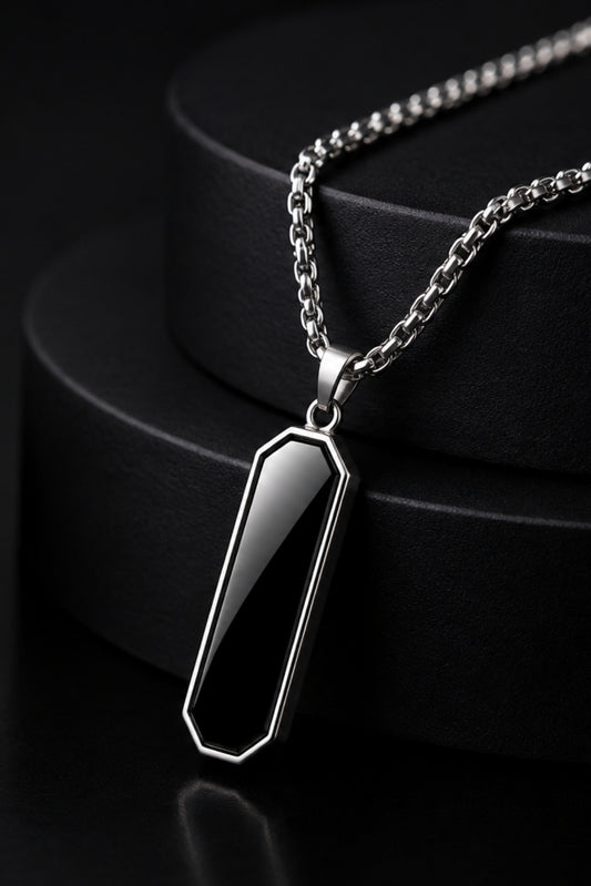 Rectangular Black Stone Pendant