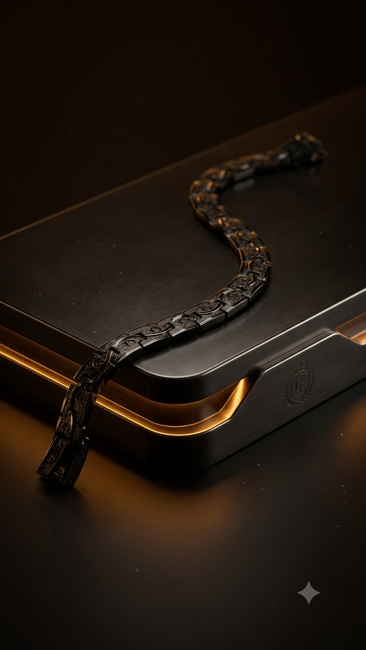 Titan Black Engraved Men's Bracelet
